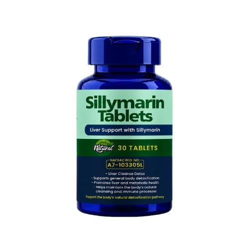 Bottle of Sillymarin Tablets, NAFDAC registration number A7-103305L
